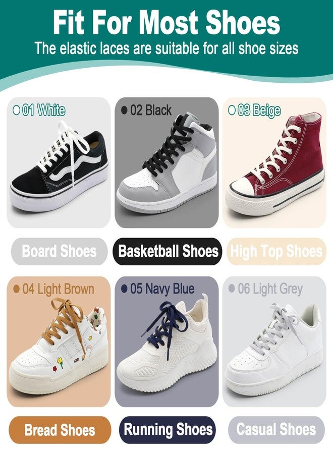 DELELE Flat Elastic Shoe Laces: White Stretch Shoelaces for Sneakers 2 Pair 47 inch - Image 4